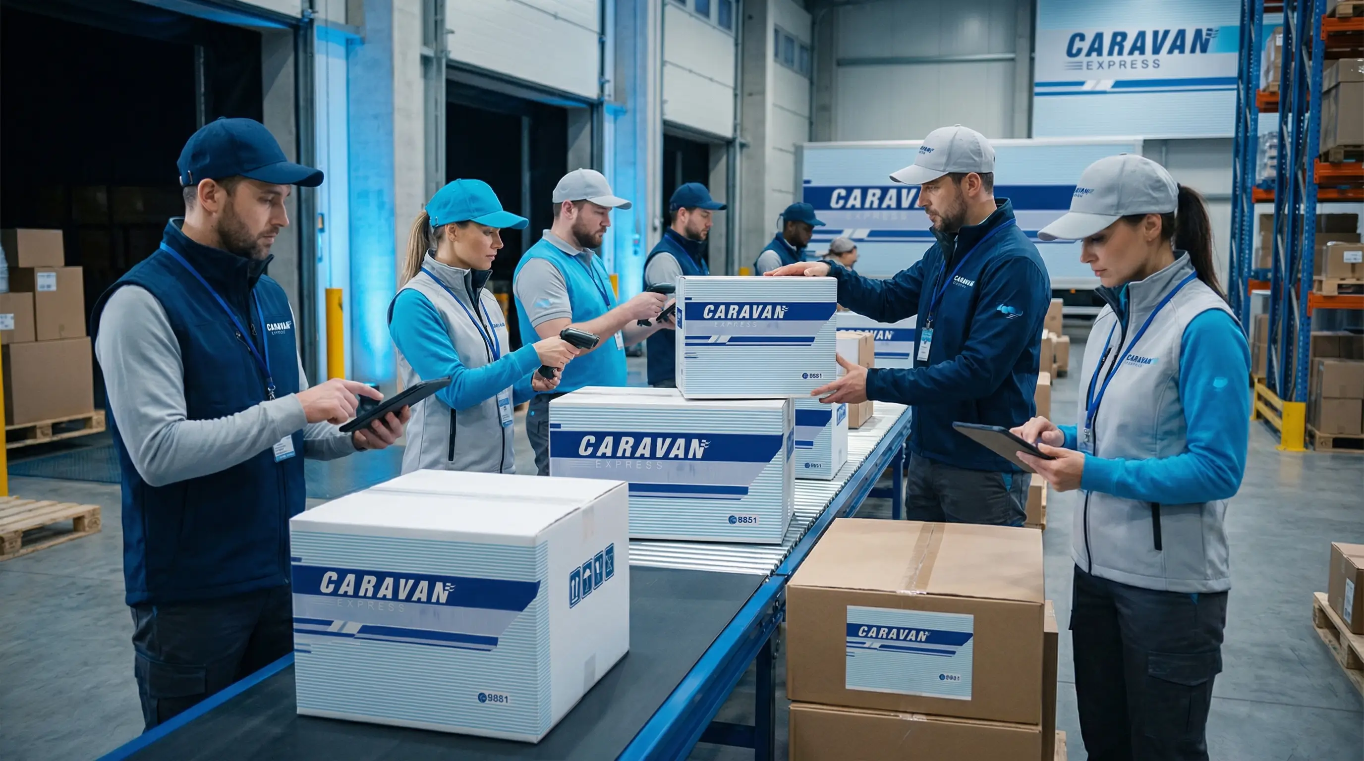 استقبال وتوزيع بضائع التجار عبر شبكة فروع كرفان داخل سوريا